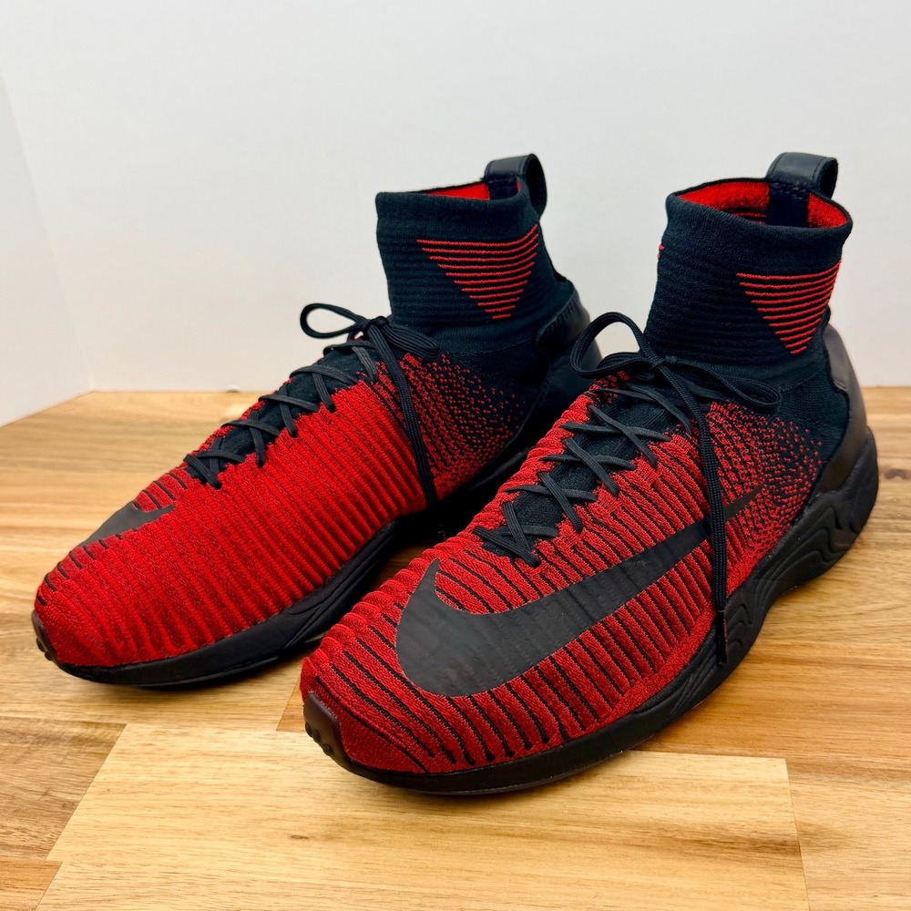 Nike Zoom Mercurial XI FlyKnit FC High Mens Sneakers Size 12 Black Red 852616